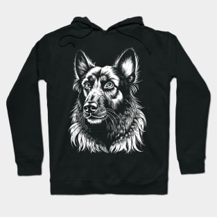 German shepherd dog head drawing black and white Hoodie